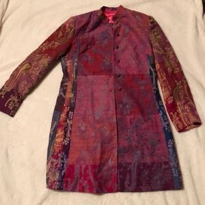 Moksha Wool Patchwork Knee Length Jacket